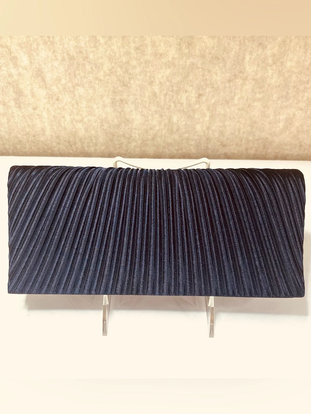 Purse Clutch Satin Navy Blue Formal Wedding Prom Cocktail Party Mother of Bride - Picture 3 of 7